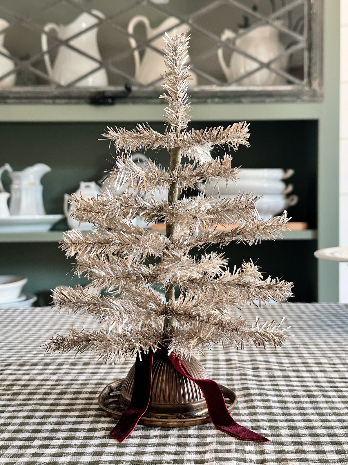 Vintage Lamp Base Tinsel Tree