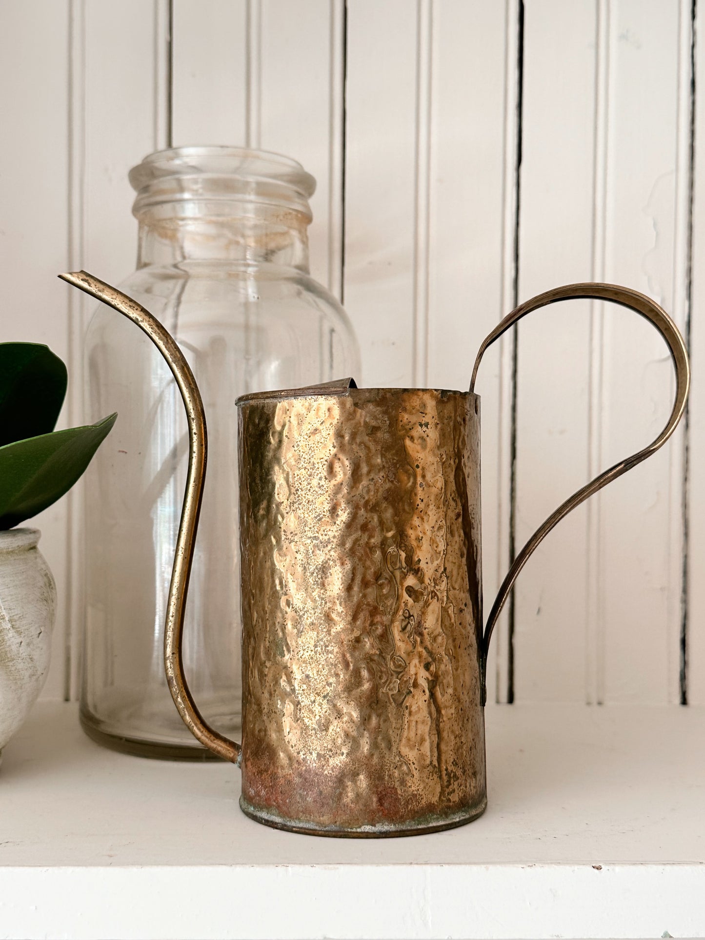 Vintage Hammered Brass Watering Can