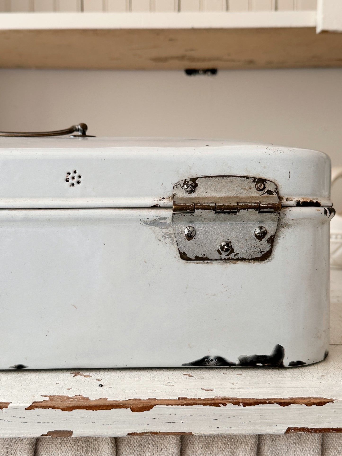 Large Antique Enamelware Bread Box