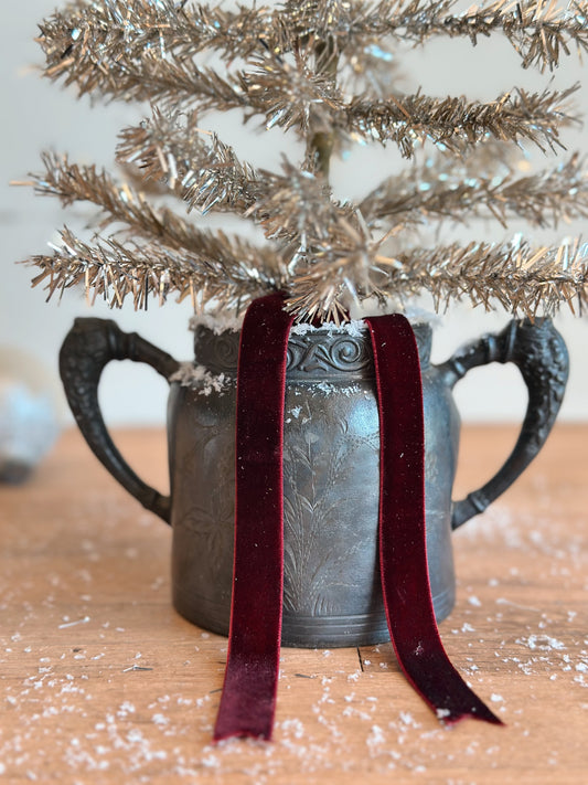 Vintage Silver Plate Sugar Bowl Tinsel Tree
