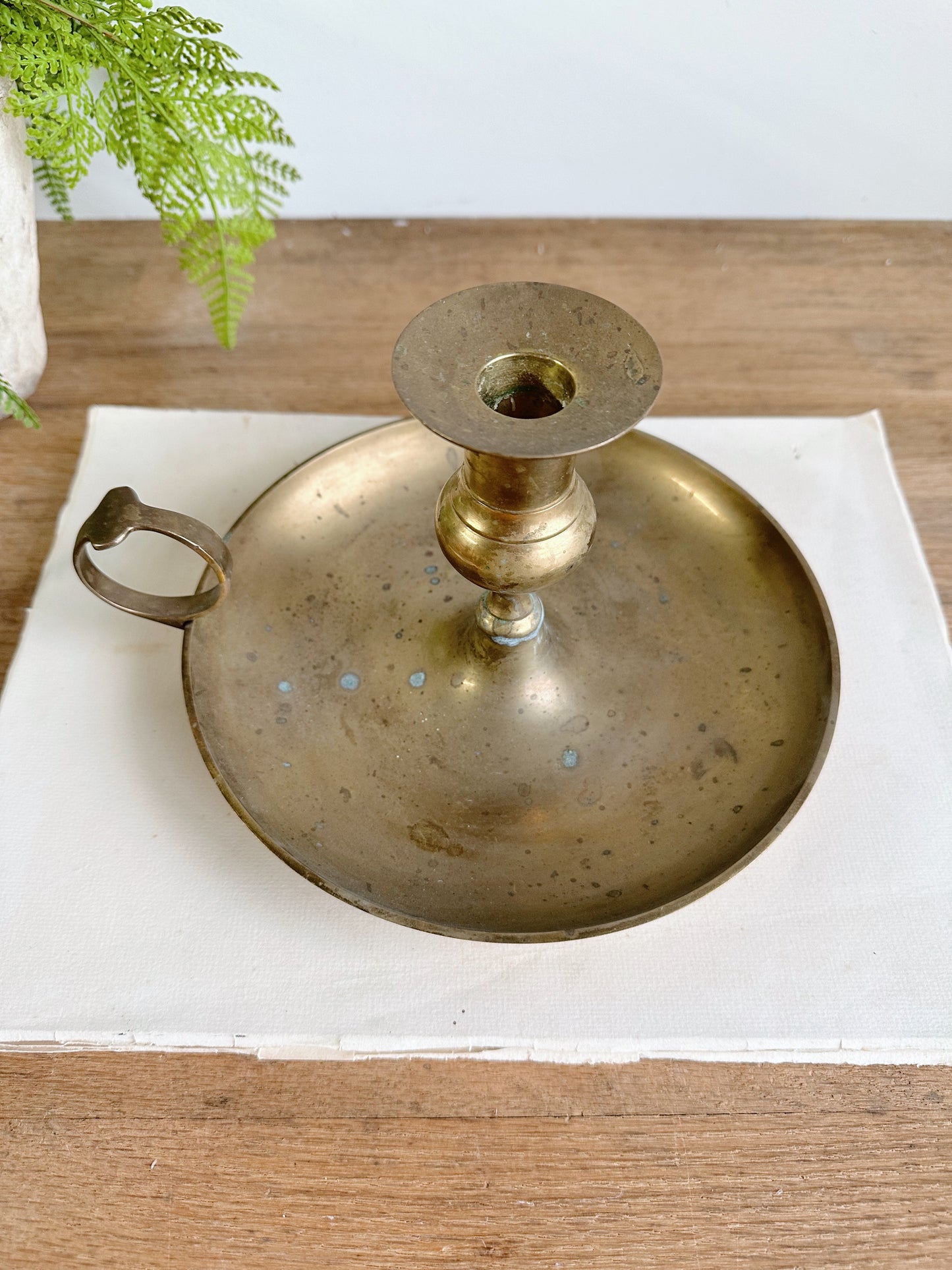 Large Vintage Brass Chamber Candle Holder