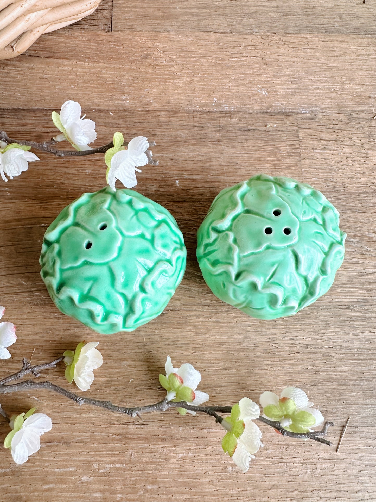 Vintage Cabbage Ware Salt & Pepper Shakers (Japan)