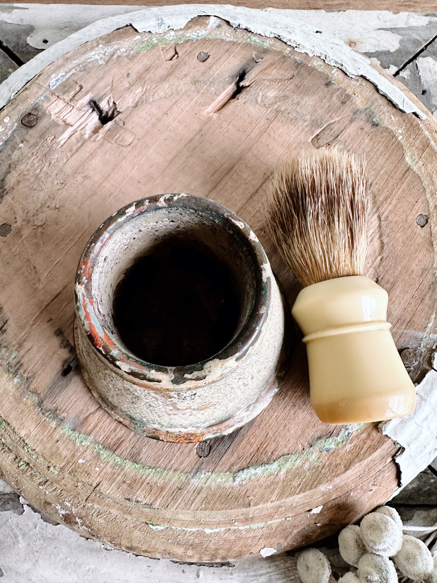 Vintage Shave Brush with Unique Holder