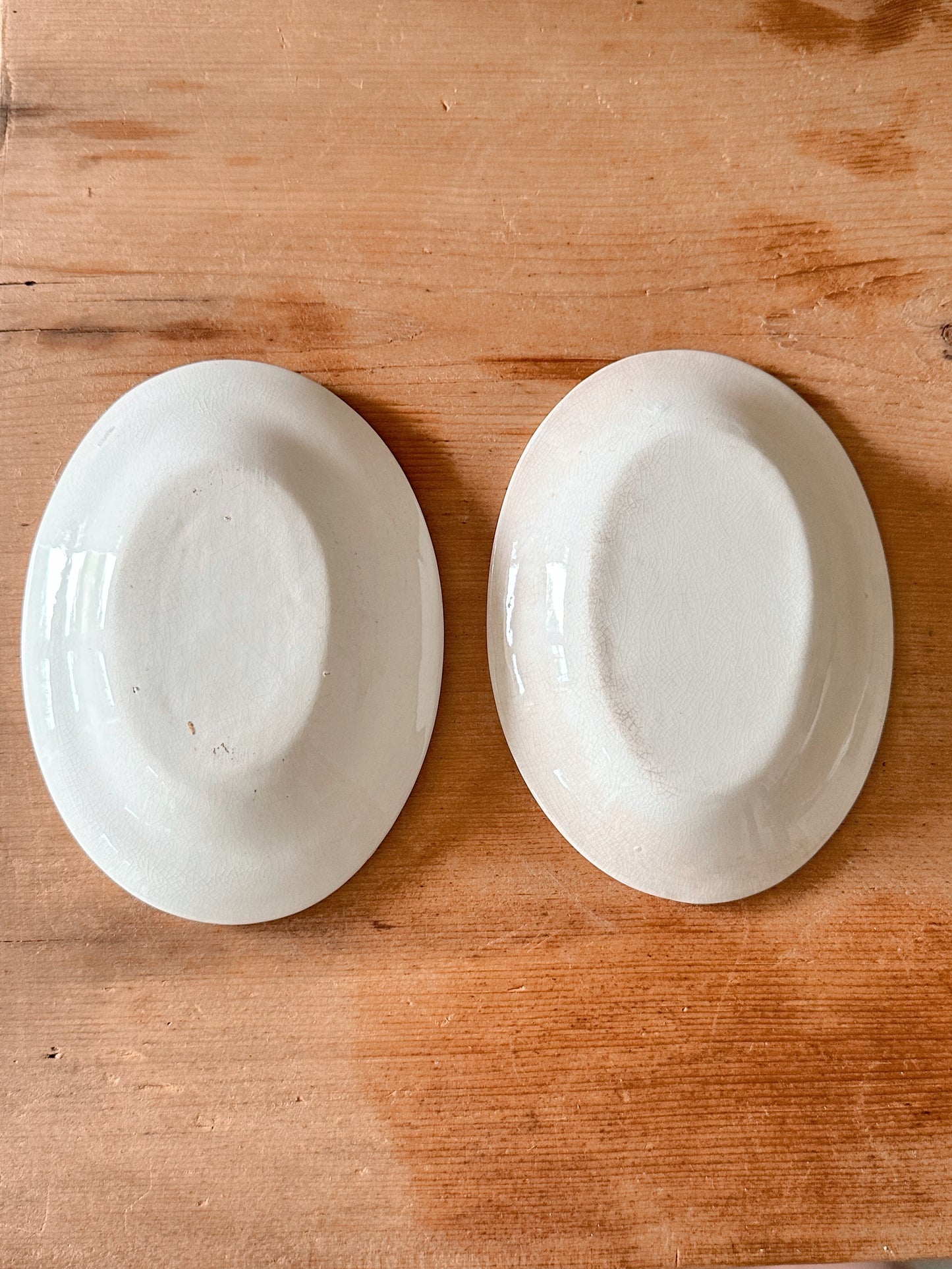 Stack of Four Chunky Ironstone Oval Plates