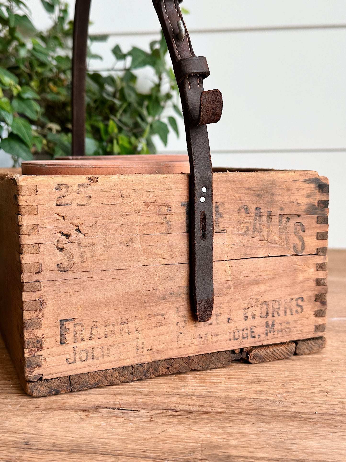 Vintage Handmade Advertising Wood Caddy & Pots