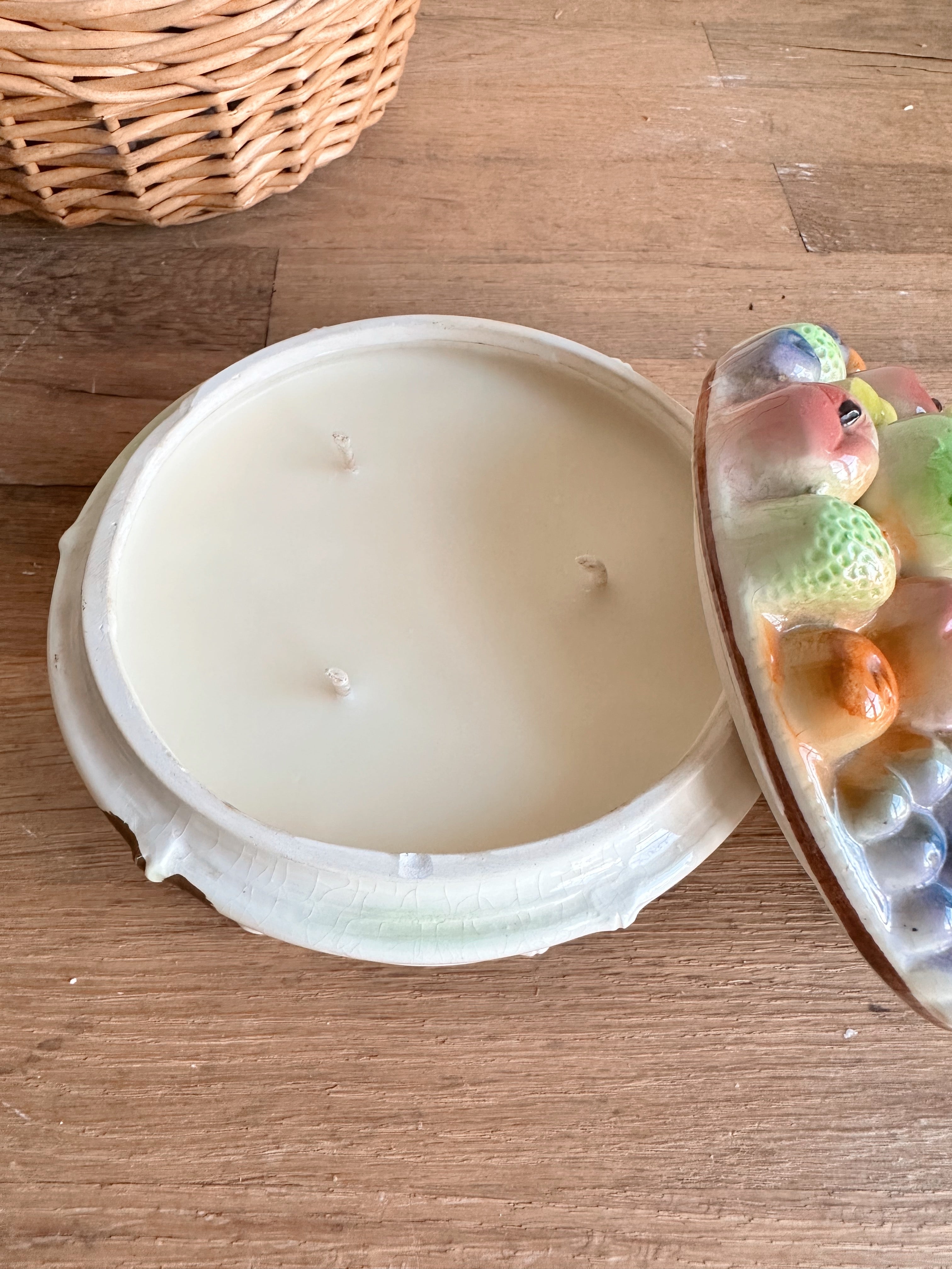 Hand Poured Apple Orchard Candle in a Vintage Fruit Dish