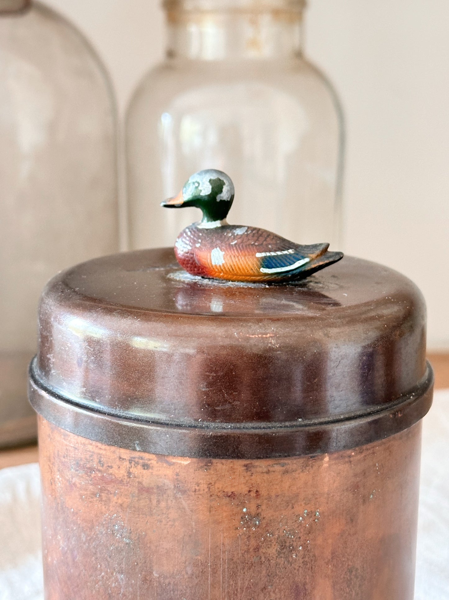 Vintage Copper Canister with Mallard Top