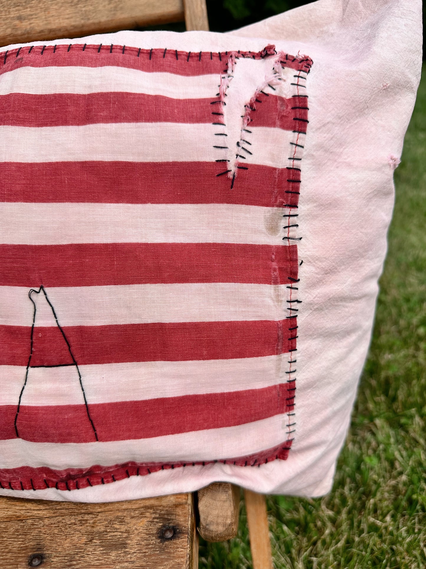 Handmade Feed Sack Flag Pillow