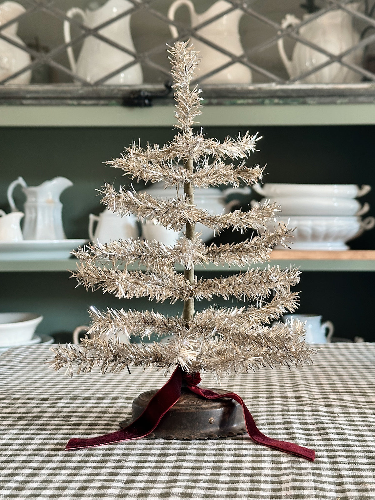 Vintage Lamp Base Tinsel Tree