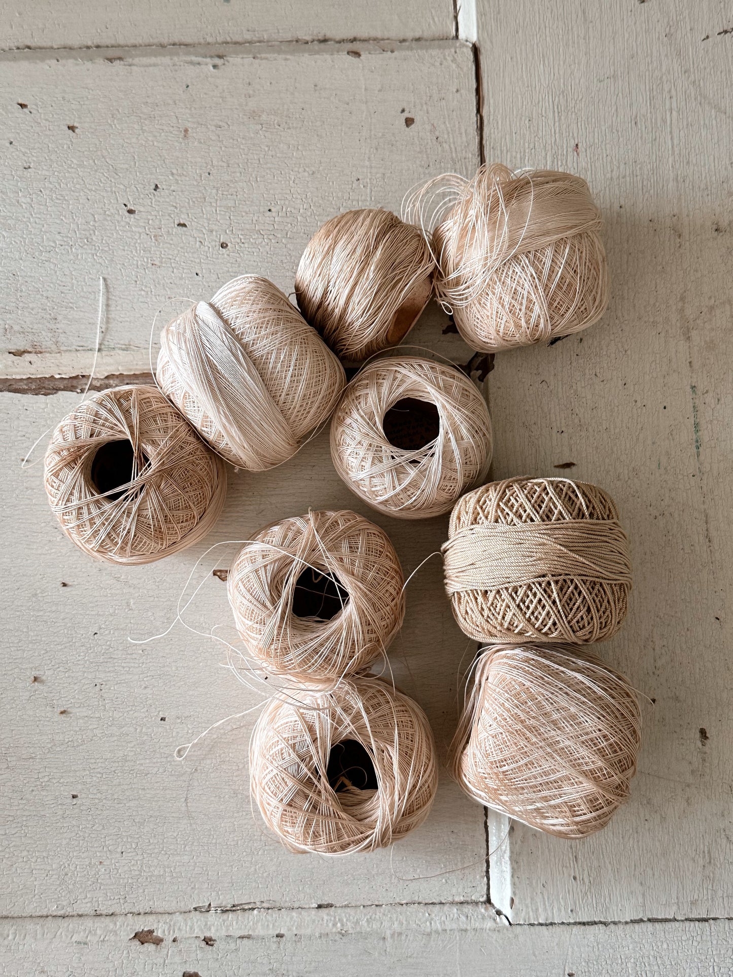 Pretty Vintage Footed Bowl with Vintage Crochet Yarn