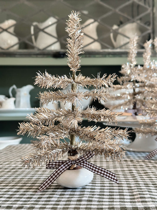 Vintage White Porcelain Door Knob Tinsel Tree