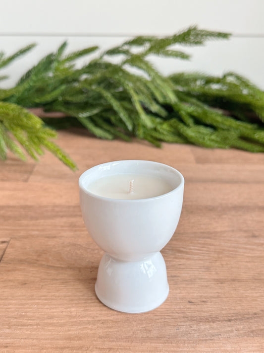 Hand Poured Cozy Christmas Candle in a Vintage Egg Cup