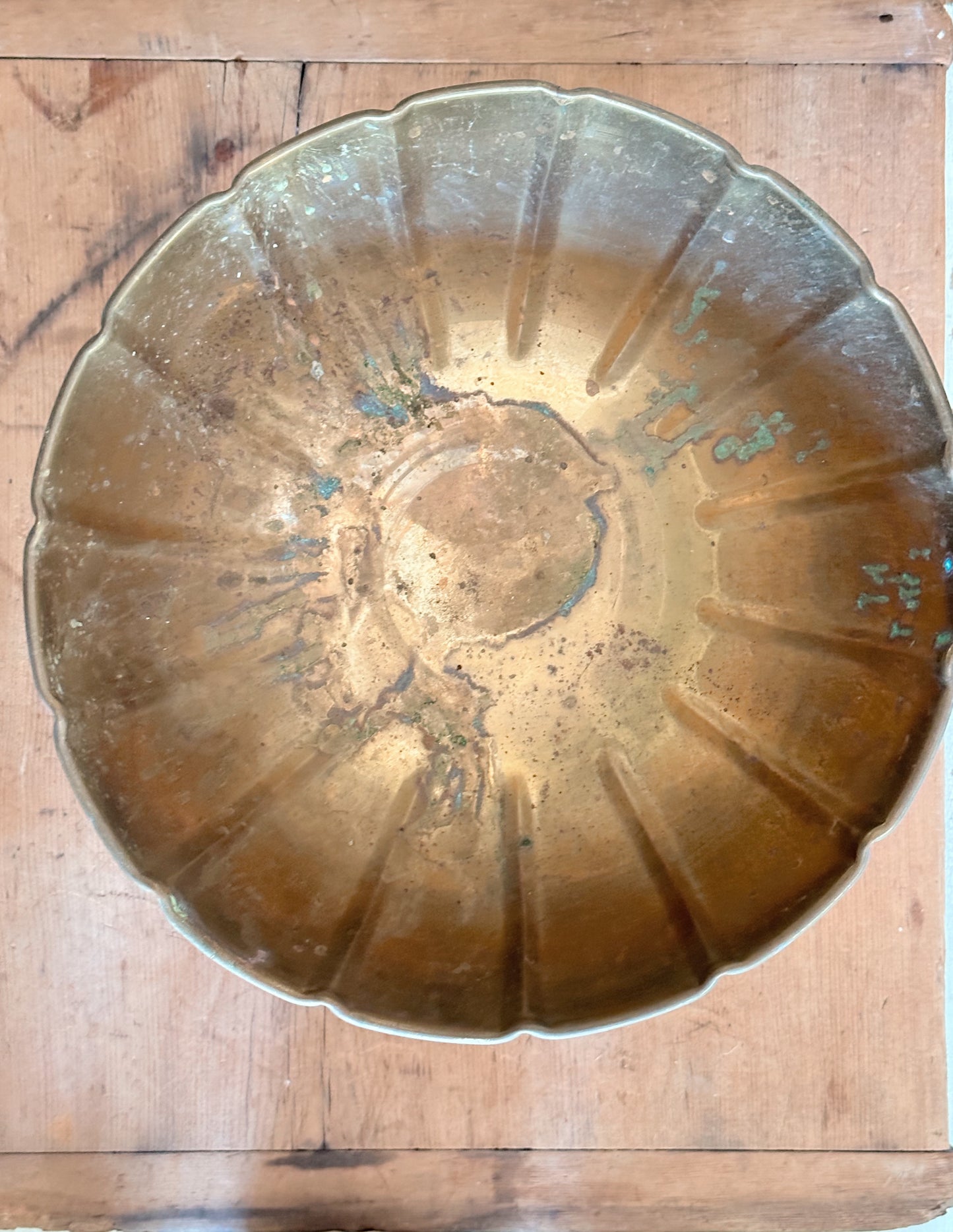 Large Vintage Brass Footed Bowl