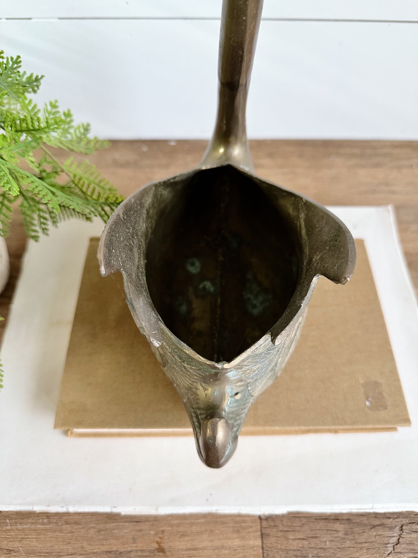 Large Vintage Brass Swan Planter