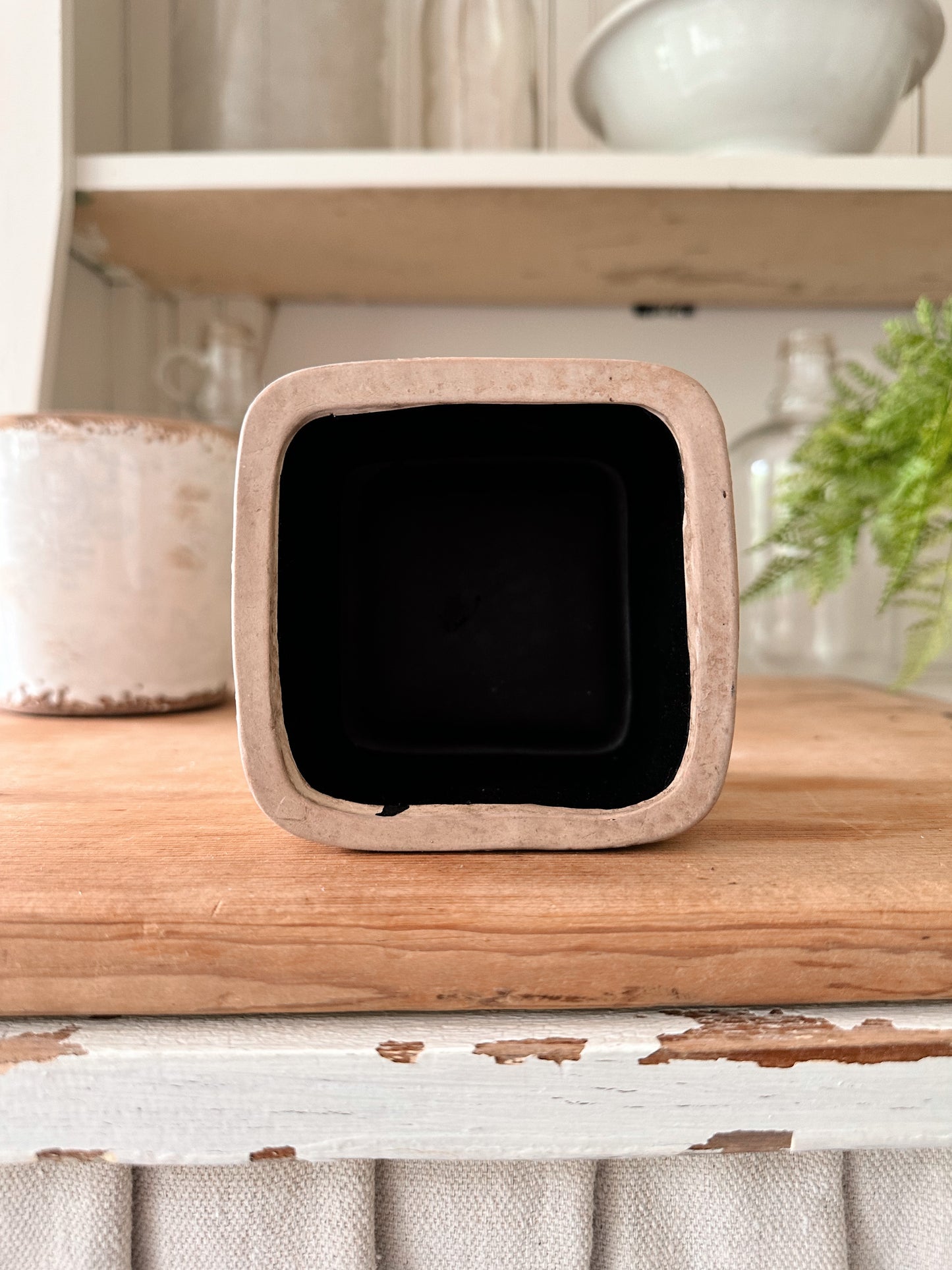 Square Antiqued Ceramic Flower Pot