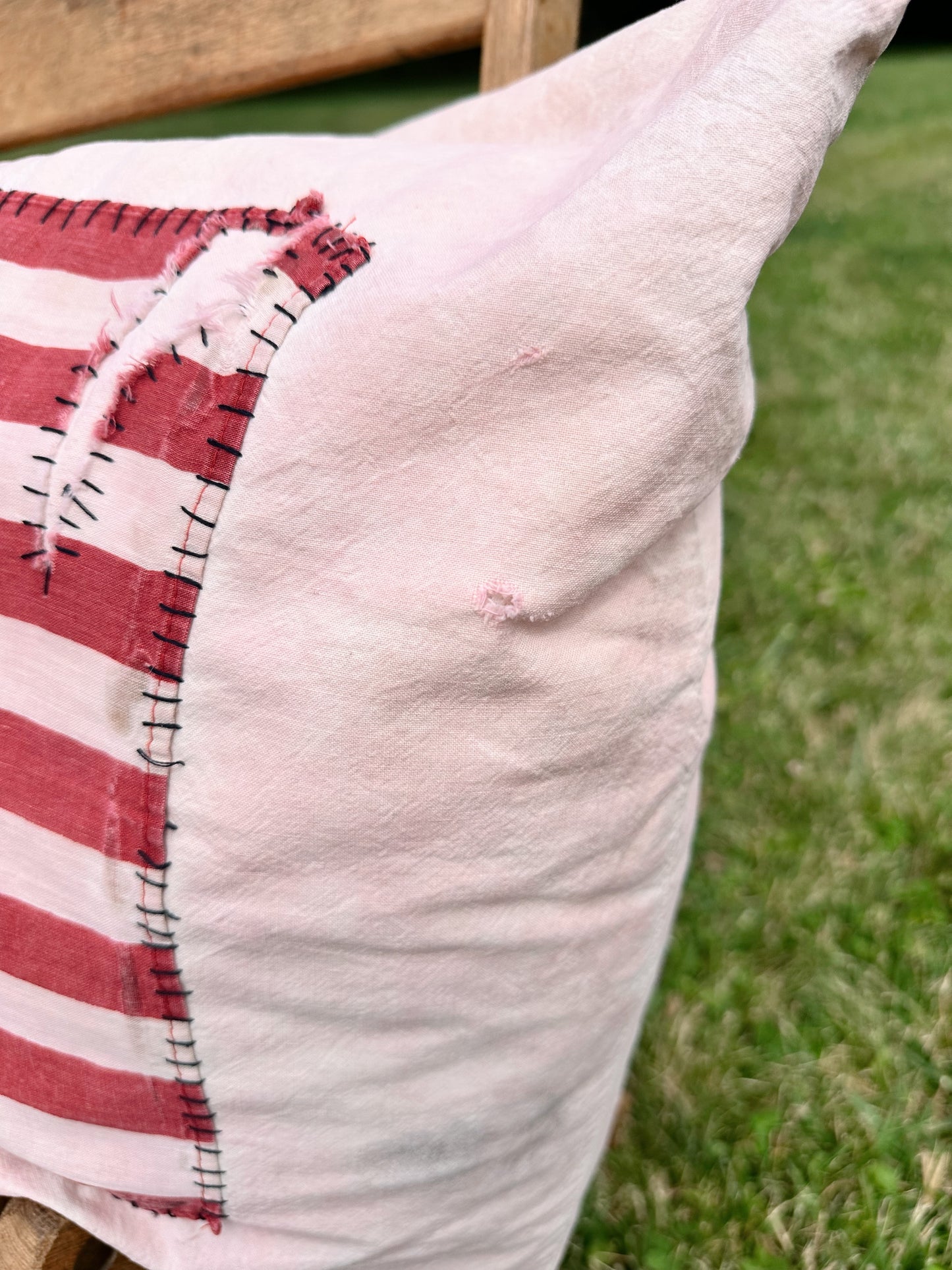 Handmade Feed Sack Flag Pillow