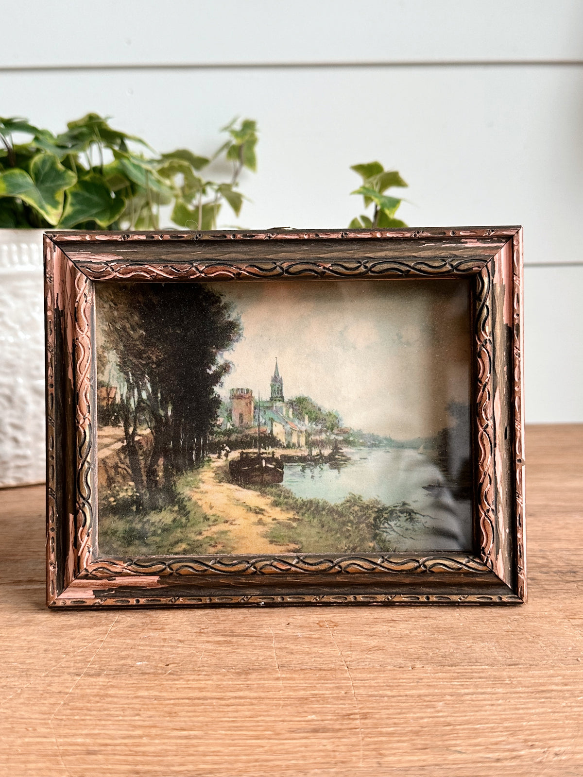 Vintage Framed Seaside Landscape
