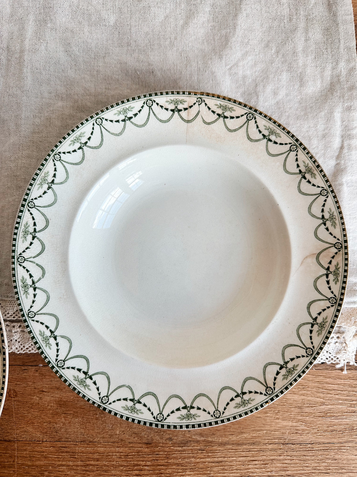 Pair of 1905 Antique Furnivals Ellesmere Shallow Soup Bowls
