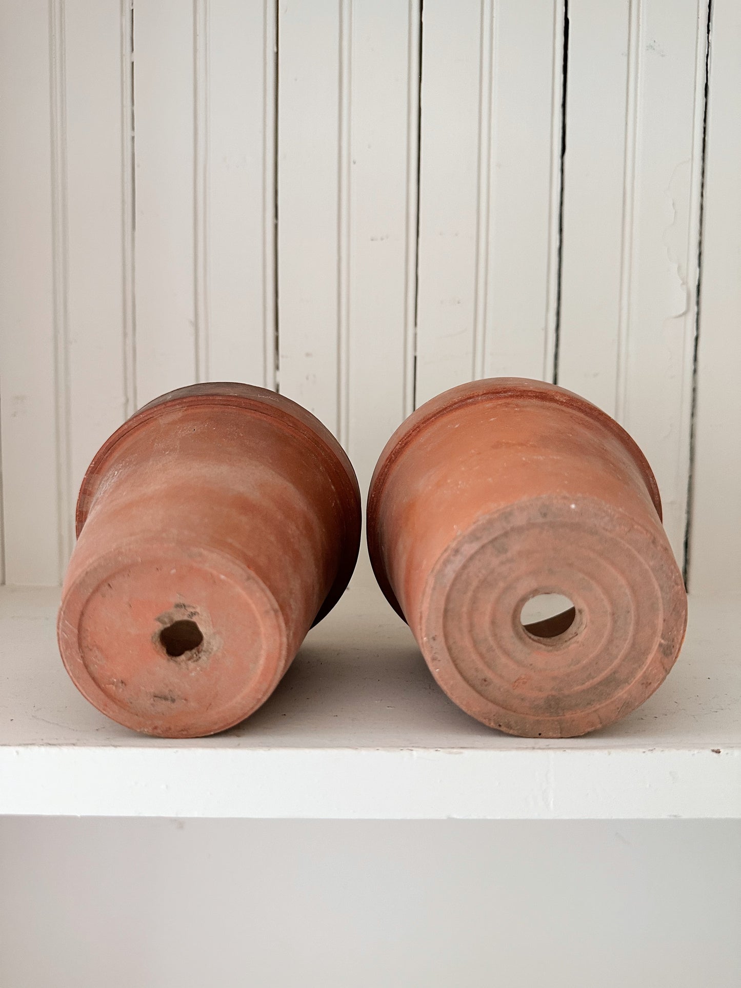 Vintage Chippy Wire Basket & Worn Terra Cotta Pots