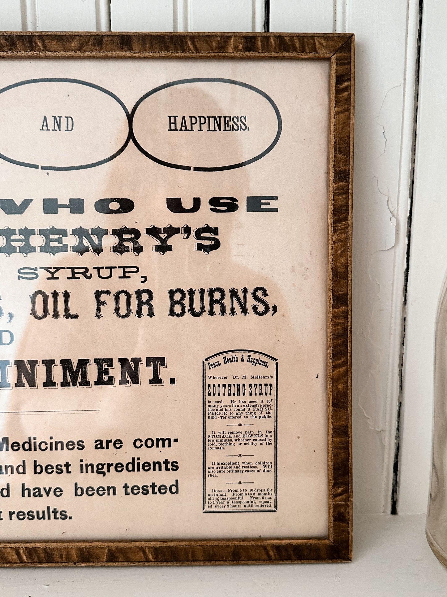 Vintage Framed Dr M McHenry’s Medicine Advertisement