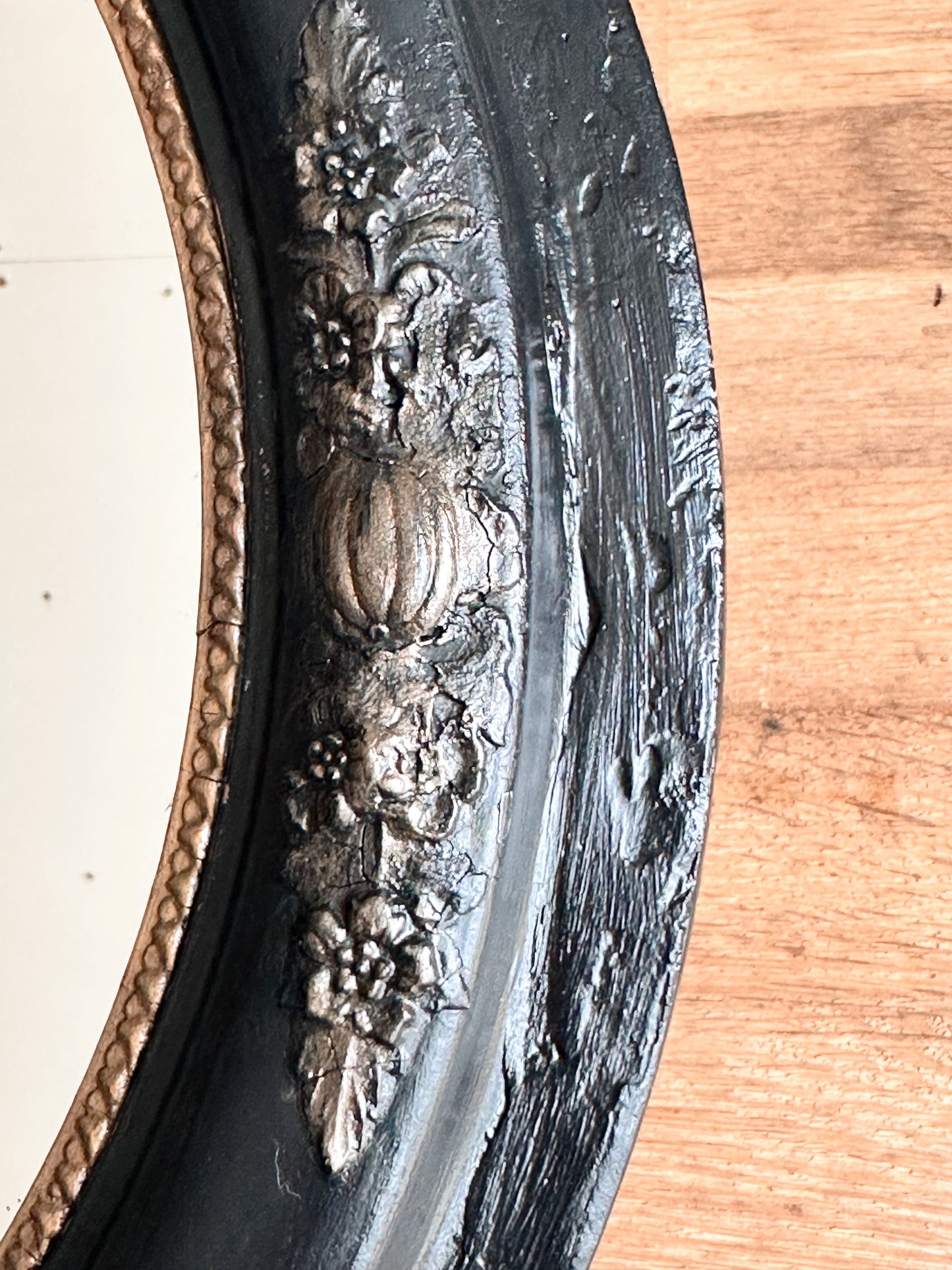 Vintage Wood  Oval Mirror