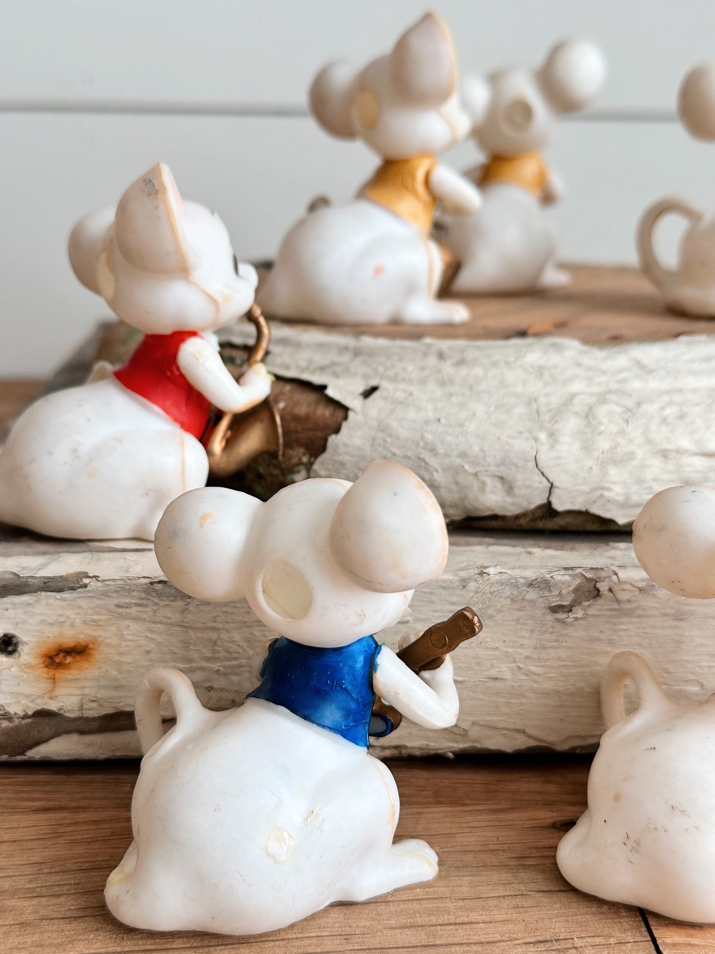 Set of Eight Vintage Mouse Blow Mold String Light Covers