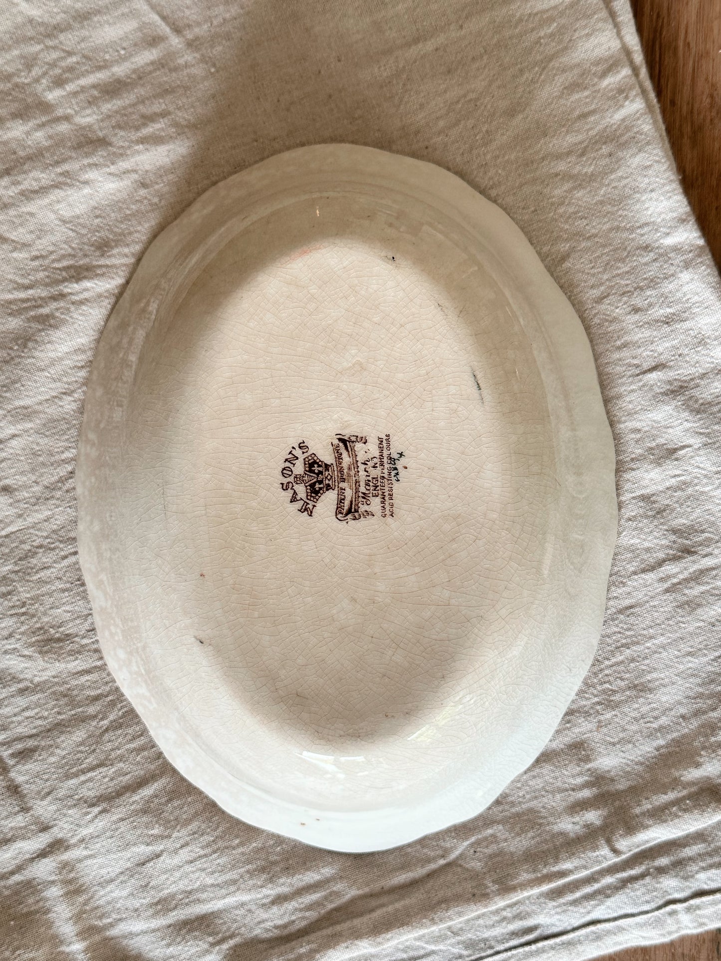 Vintage English Masons Manchu English Ironstone Transferware Oval Dish