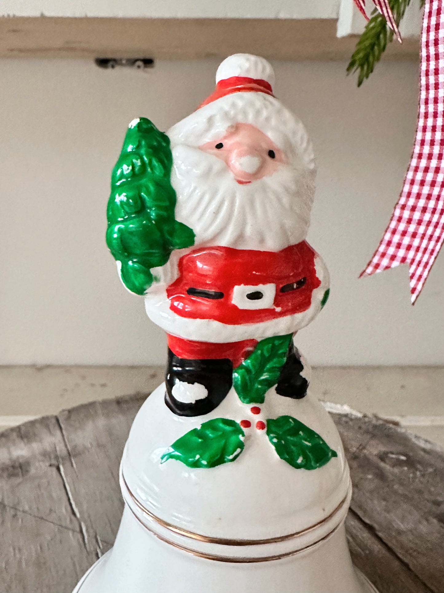 Vintage Porcelain Santa Bell