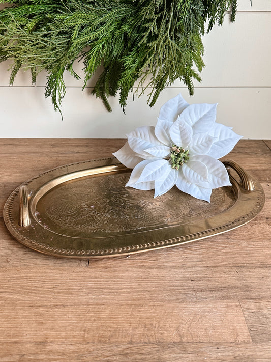 Vintage Engraved Brass Tray