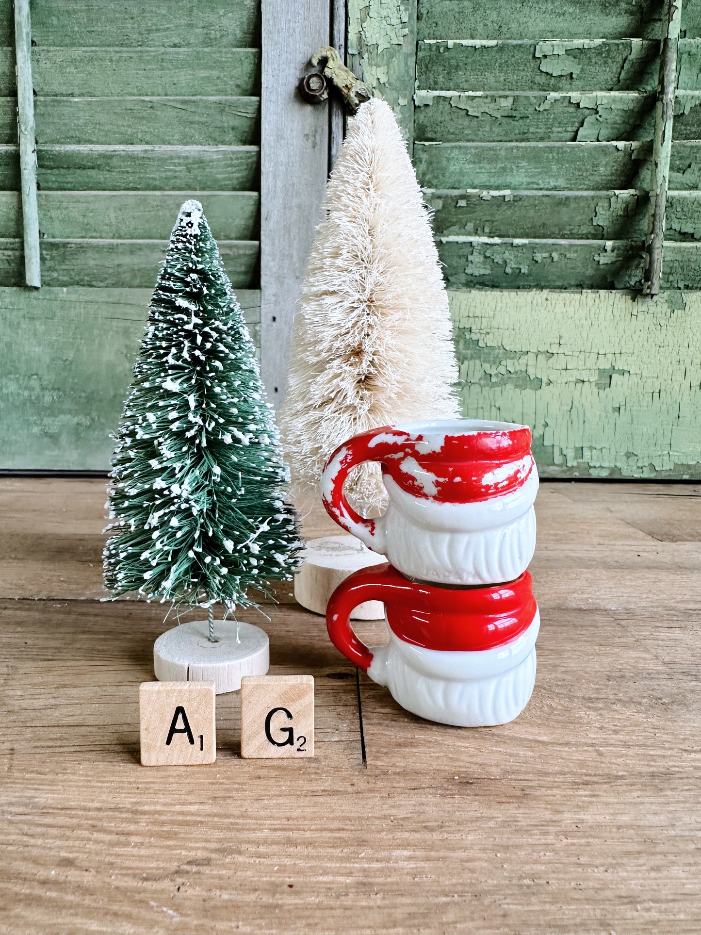 Set of Two Mini Vintage Santa Mugs