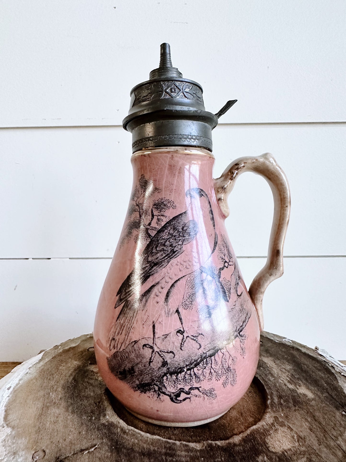 Beautiful Antique Pink S.P. Co. Ironstone Syrup Pitcher