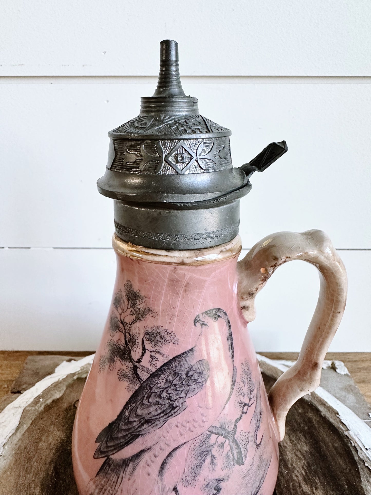 Beautiful Antique Pink S.P. Co. Ironstone Syrup Pitcher