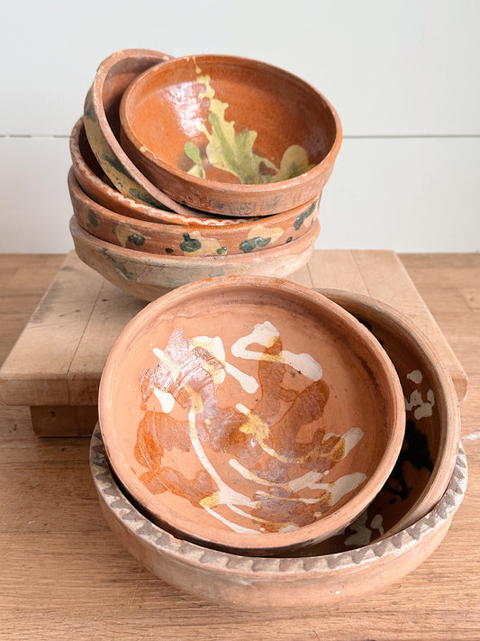 Vintage Hand Painted Clay Bowls