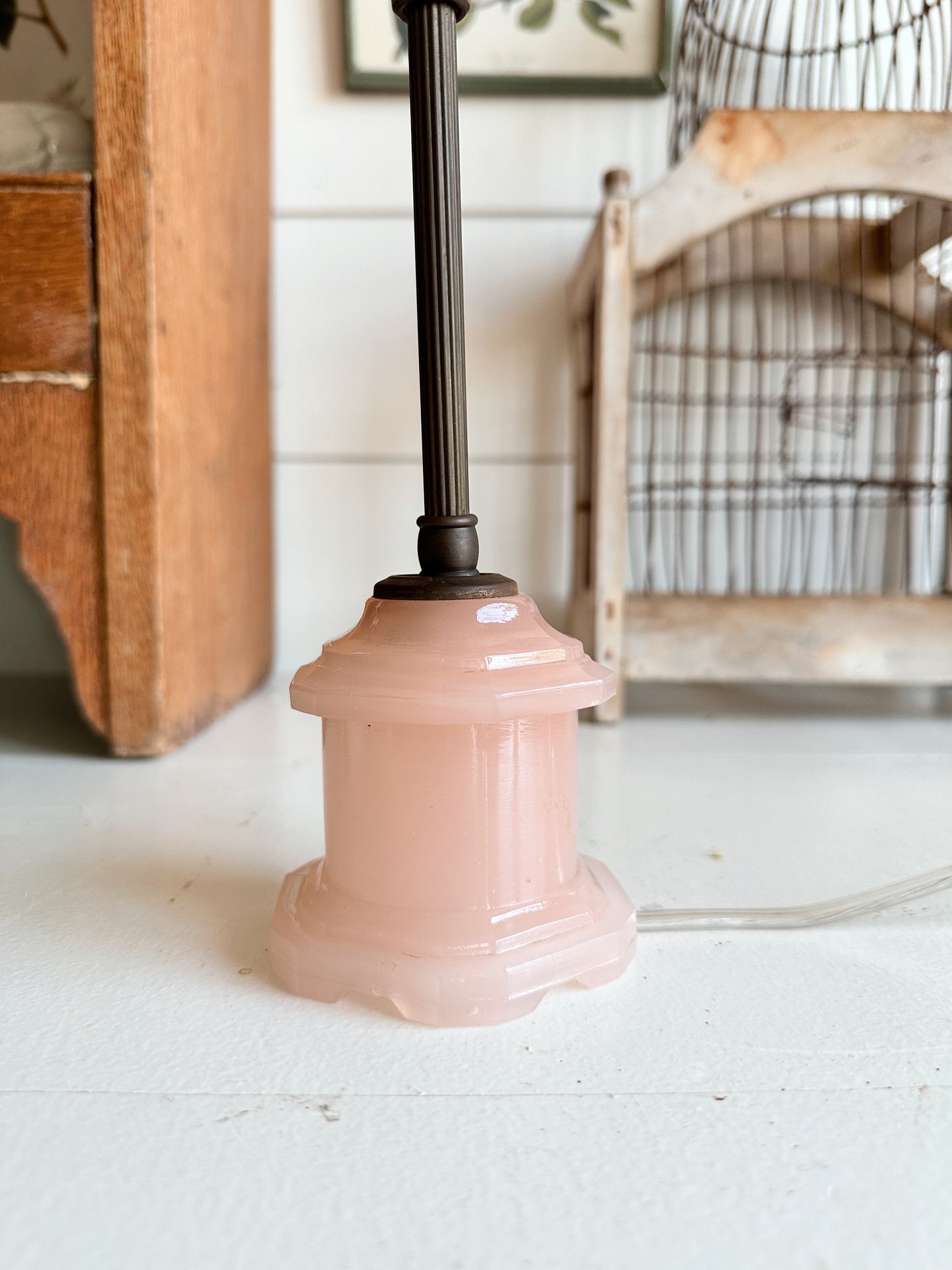 Vintage Pink Glass Lamp