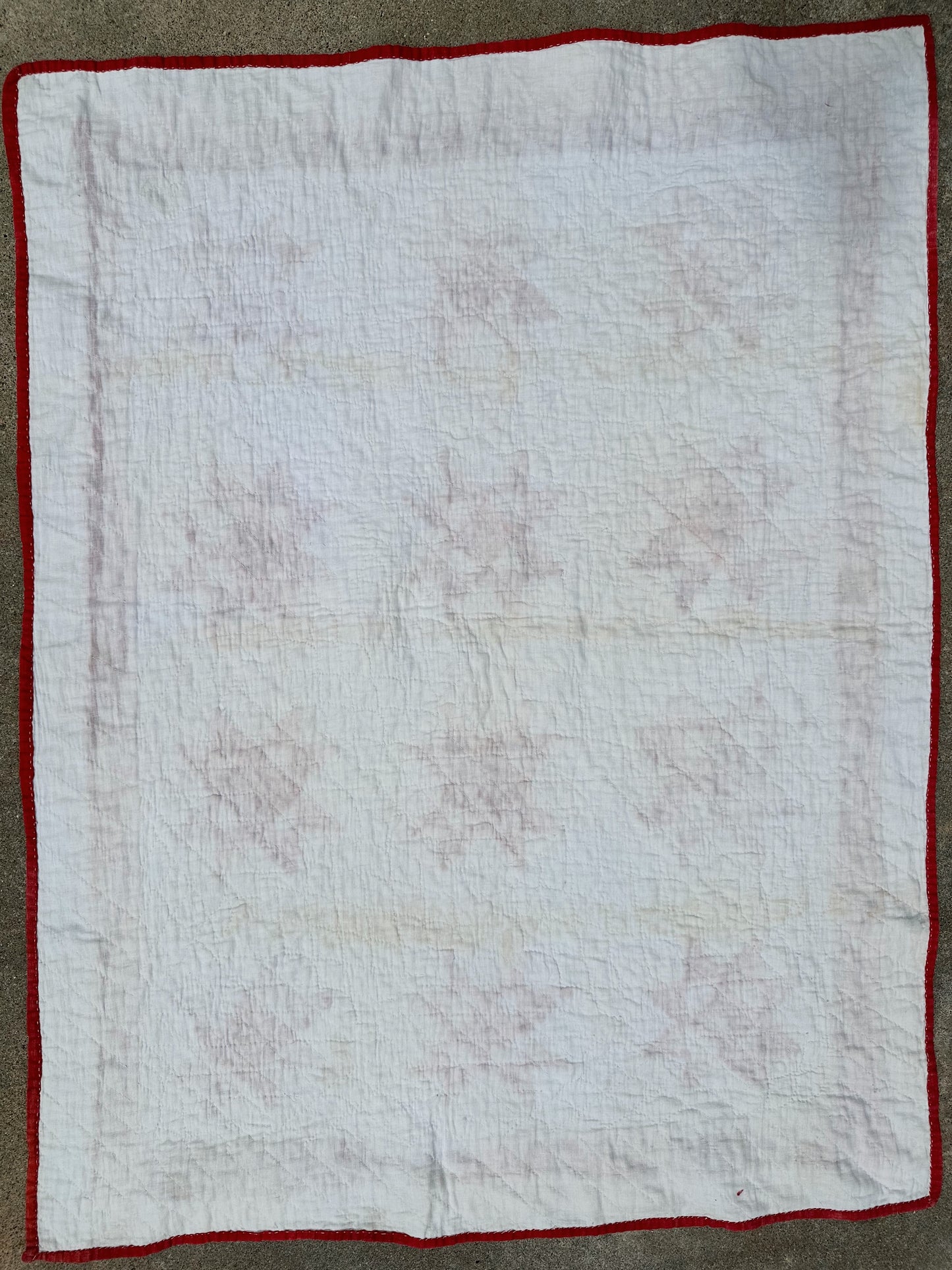 Vintage Red & White Ohio Star Lap Quilt