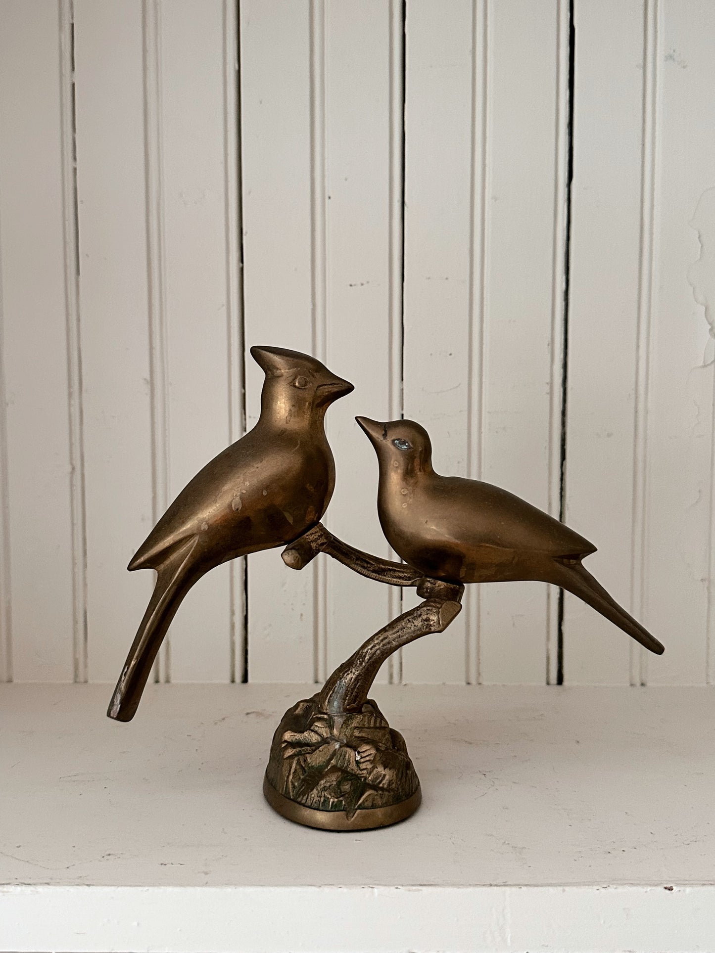 Vintage Brass Birds on a Branch