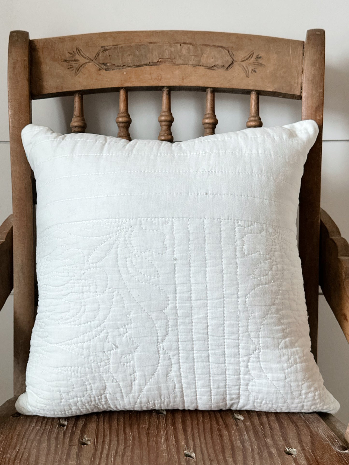 Handmade Vintage Quilt Pillow, Ptarmigan