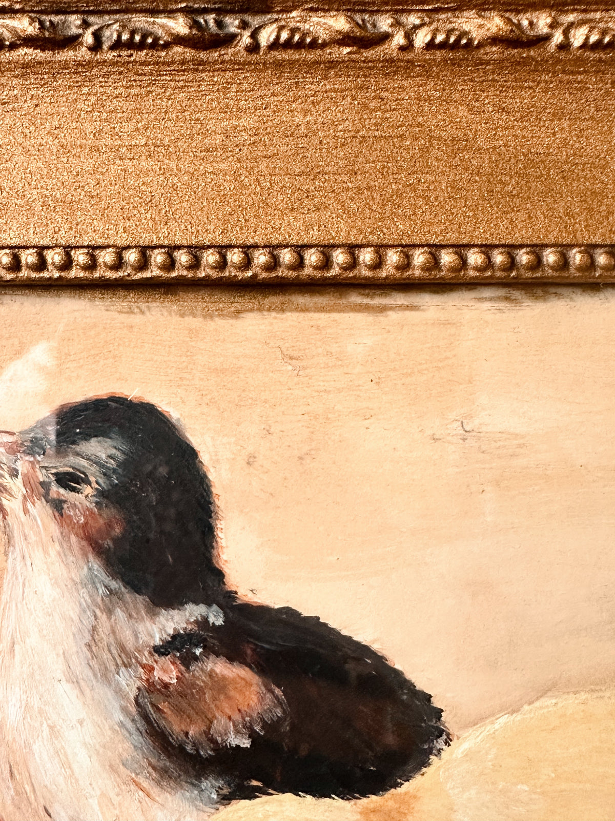 Antique Signed Original Baby Chicks Oil Painting
