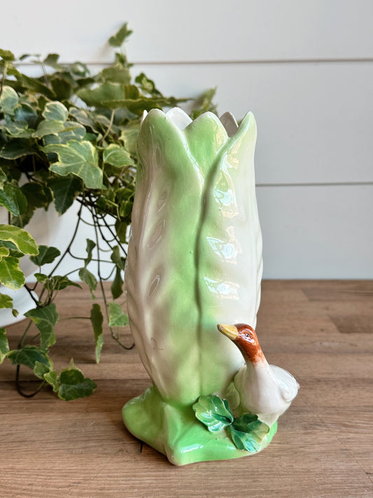 Vintage Hand Painted Duck Vase (Italy)