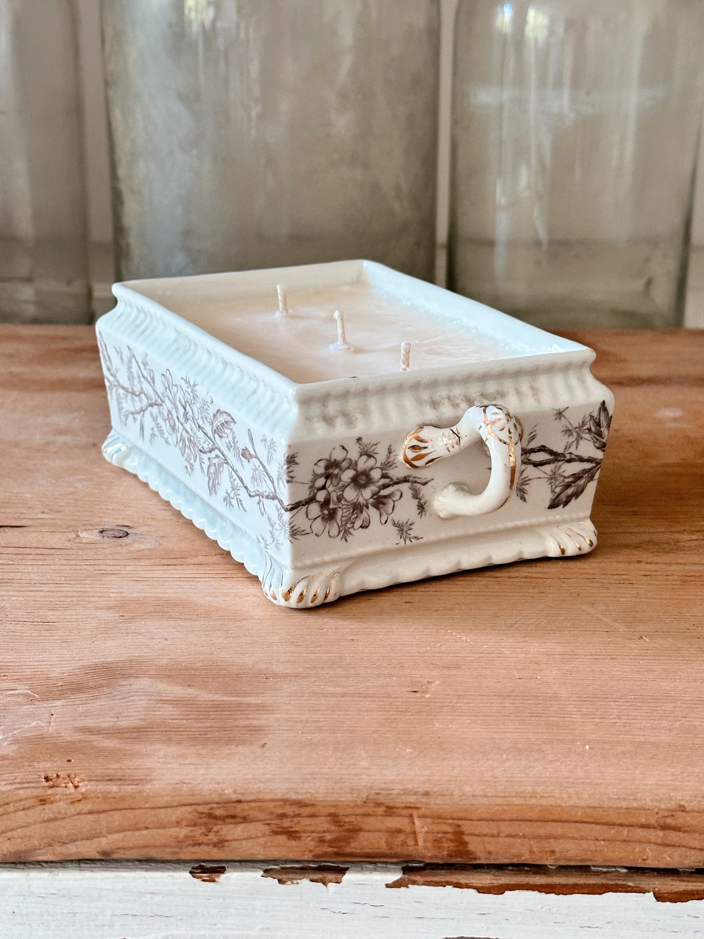 Pumpkin Chai Candle in an Antique Ironstone Transferware Dish