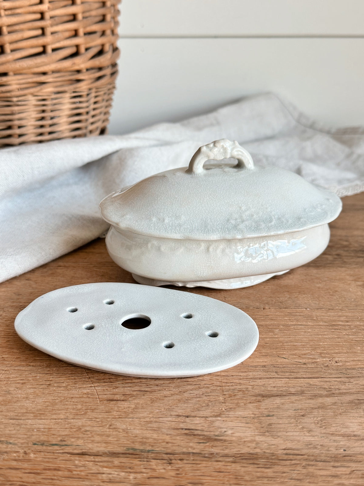 Antique Labelle Ironstone Three Piece Soap Box