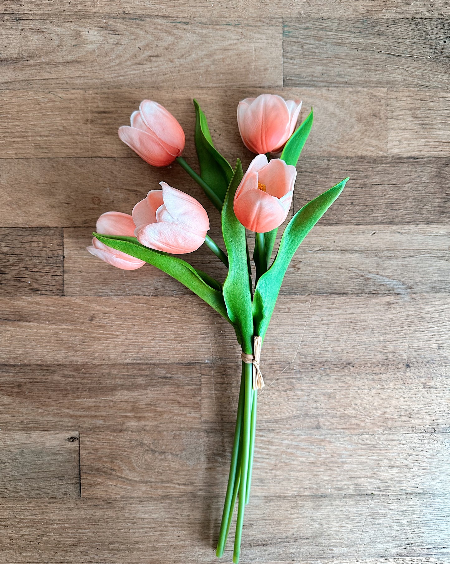 Real Touch Peach Coral Open Tulip Bundle (10 stems)