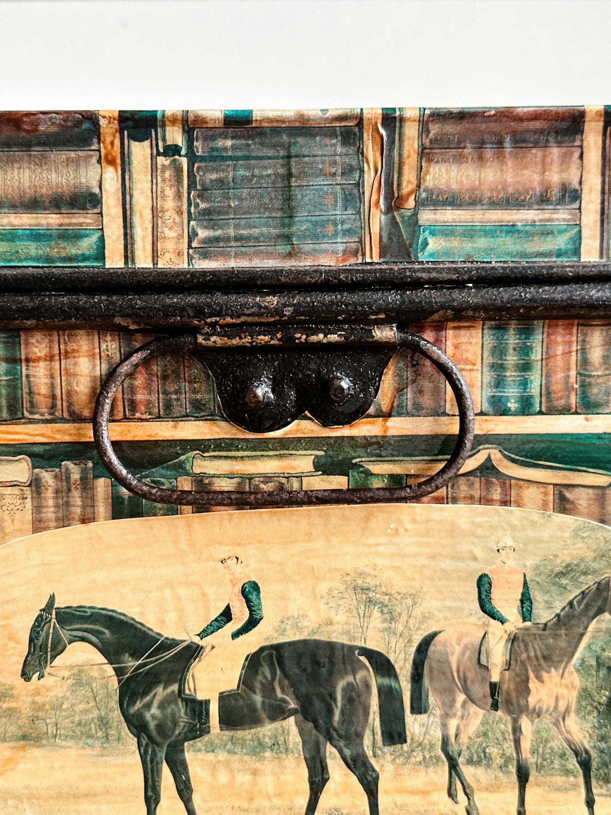 Vintage Equestrian Themed Iron Box