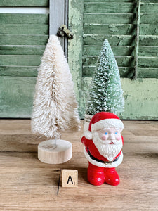 Vintage Hand Painted Santa & Bottlebrush Tree