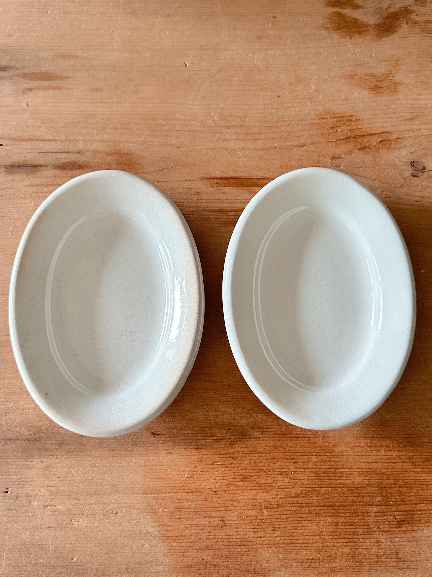 Stack of Four Chunky Ironstone Oval Plates