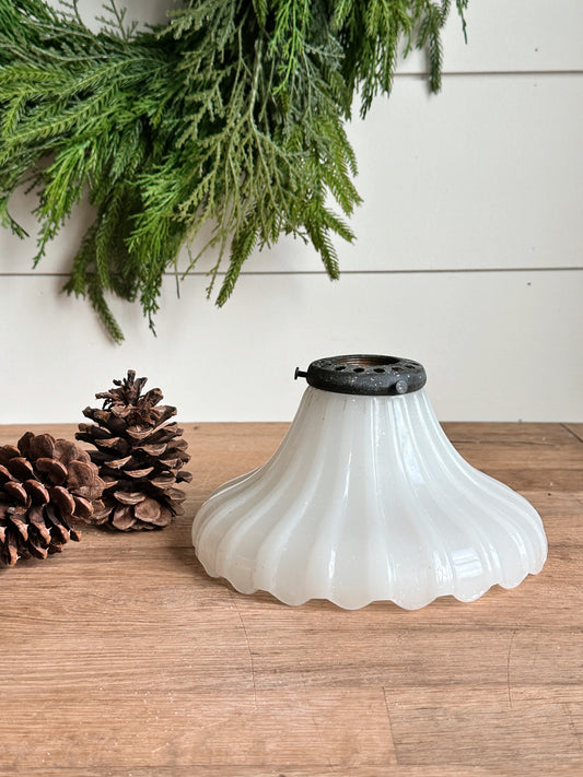 Vintage Glass Lamp Shade, Repurposed Tree Base