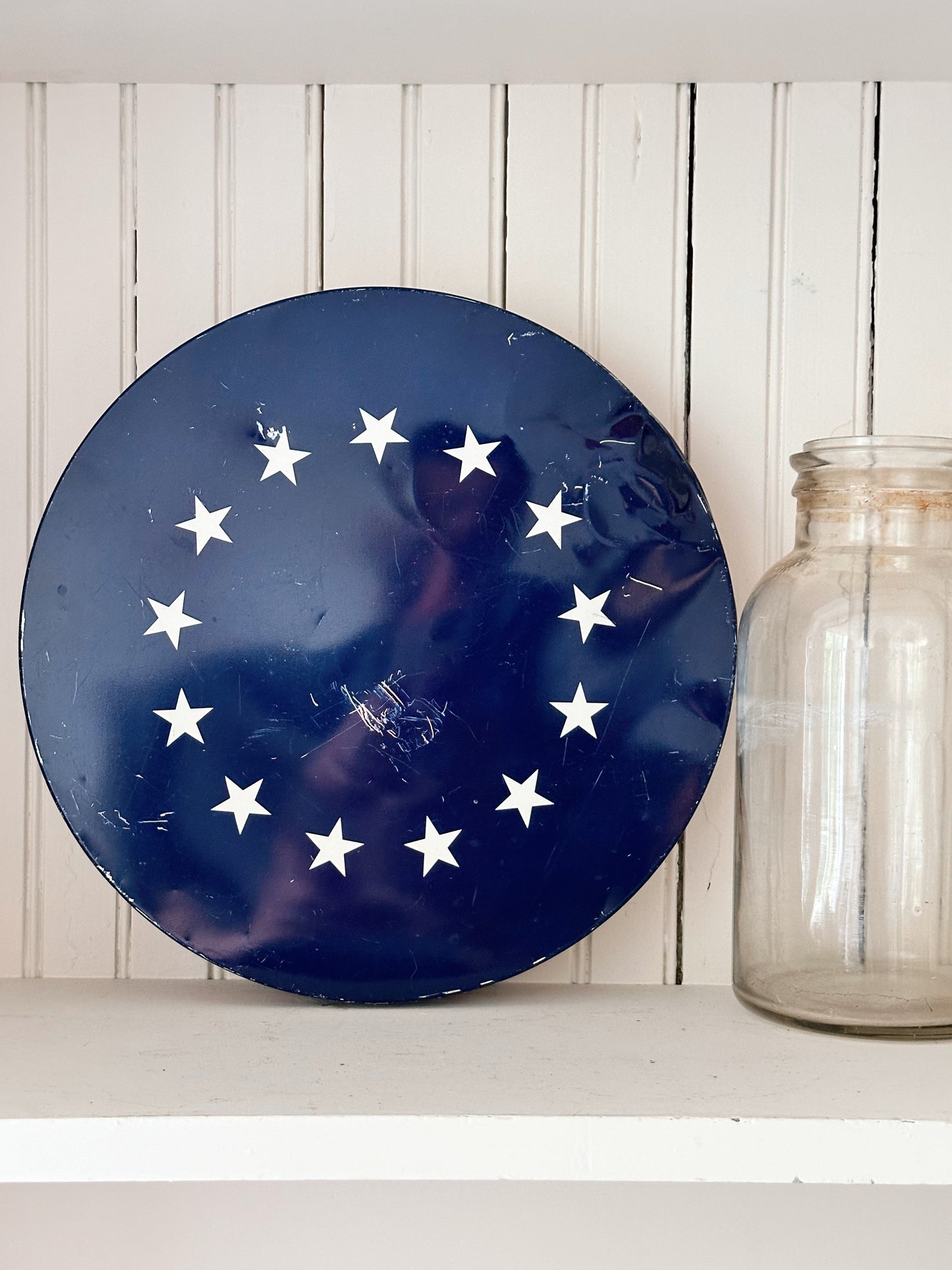 Vintage Stars & Stripes Cookie Tin/Riser