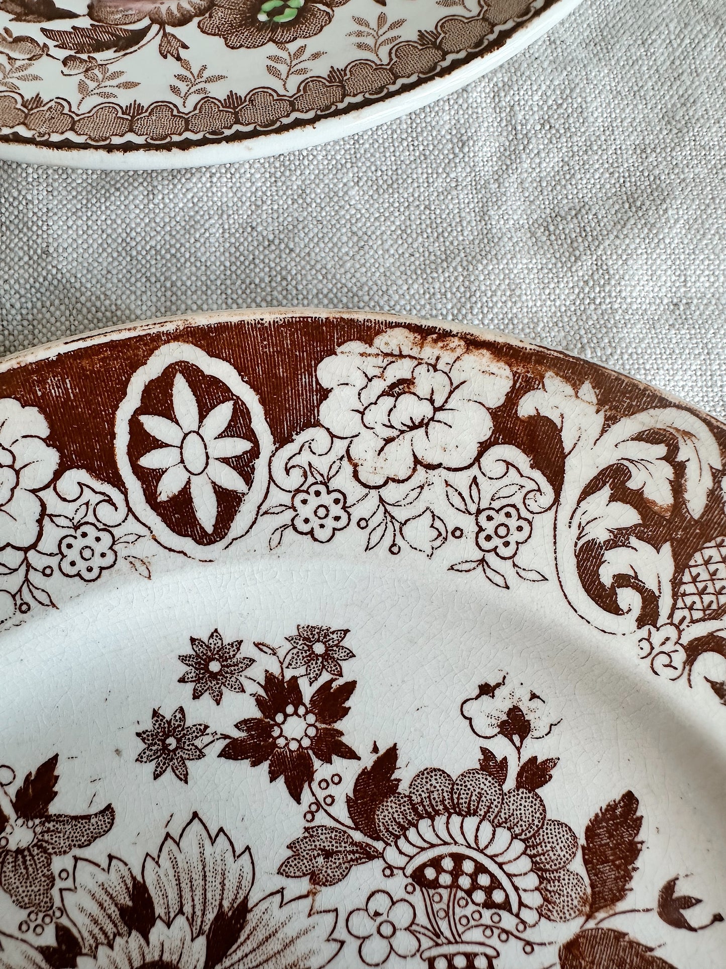 Pair of Vintage English Transferware Dessert Plates