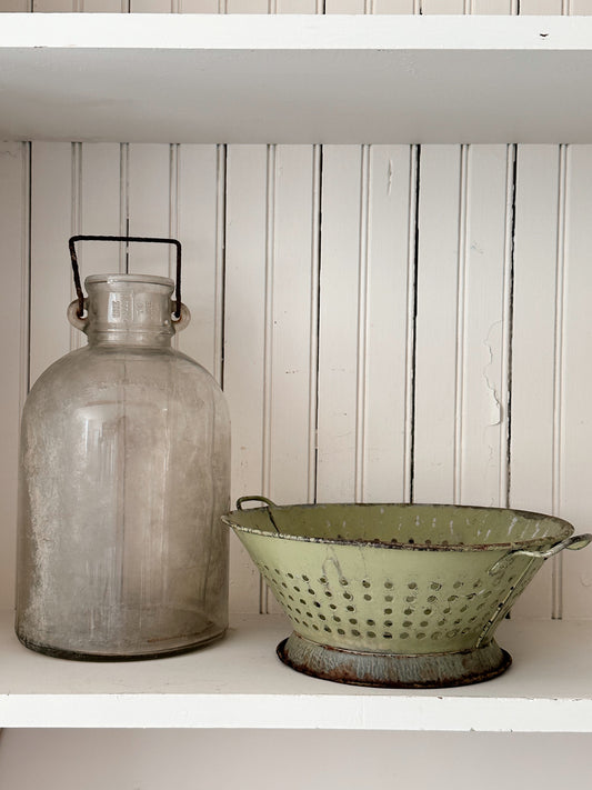 Vintage Green Enamelware Colander