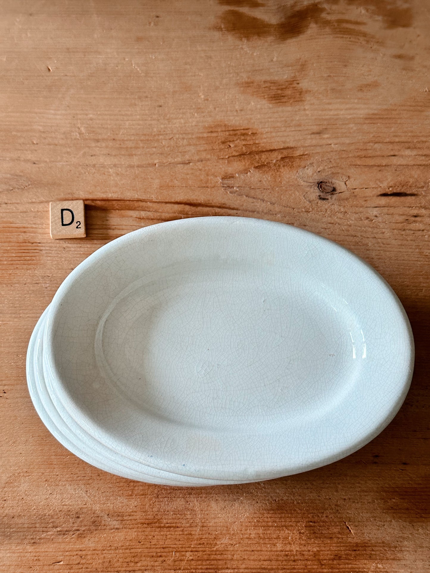 Stack of Four Chunky Ironstone Oval Plates